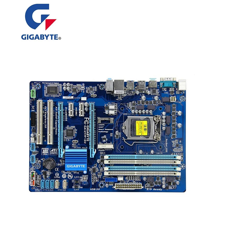 Материнская плата для Gigabyte оригинальная б/у настольного ПК разъем Z77 LGA 1155 i3 i5 i7 DDR3