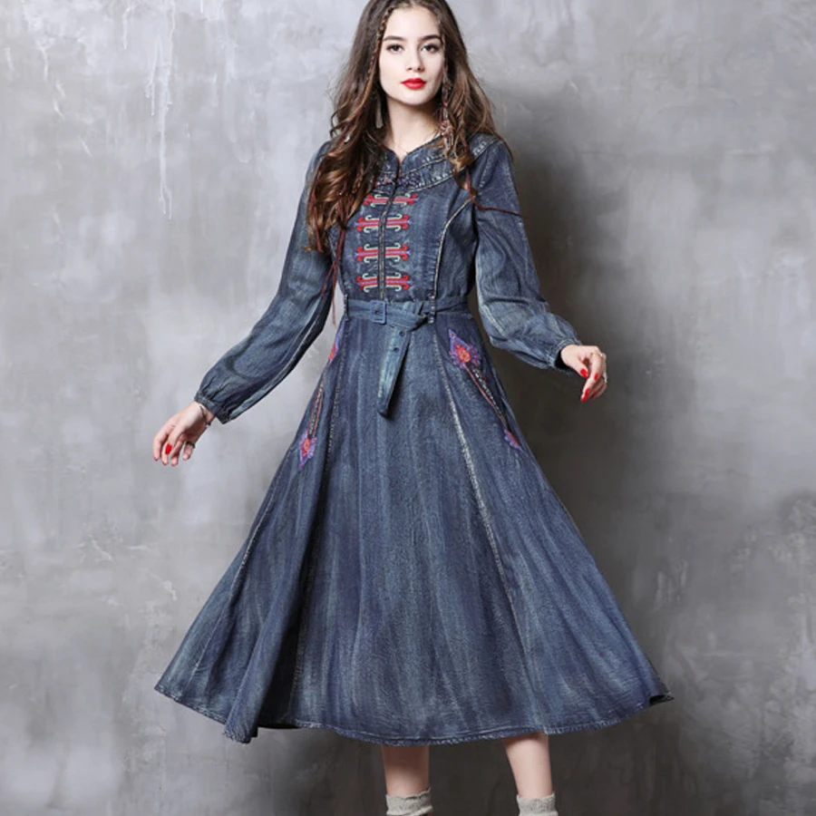 boho denim dress