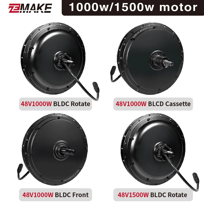 ZEMAKE E-bike Motor 48V 1000W 1500W Brushless Gearless CSC Mountain Electric Bicycle Motor Cassette Freewheel