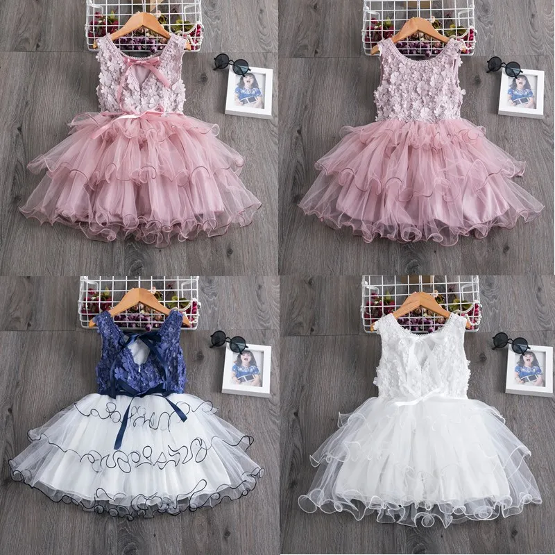 Baby Girls Clothes Little Princess Lace Cake Tutu Sashes Dress Summer Kids Birthday Pink Vestido Infantil Menina 3 5 8 Y | Детская