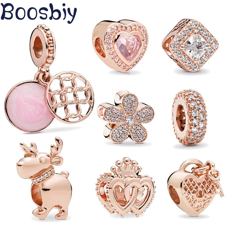 

Boosbiy 1pc European Style Personality Charm Heart Crown Beads Fit Pandora Bracelet & Necklace DIY Women Jewelry Accessories