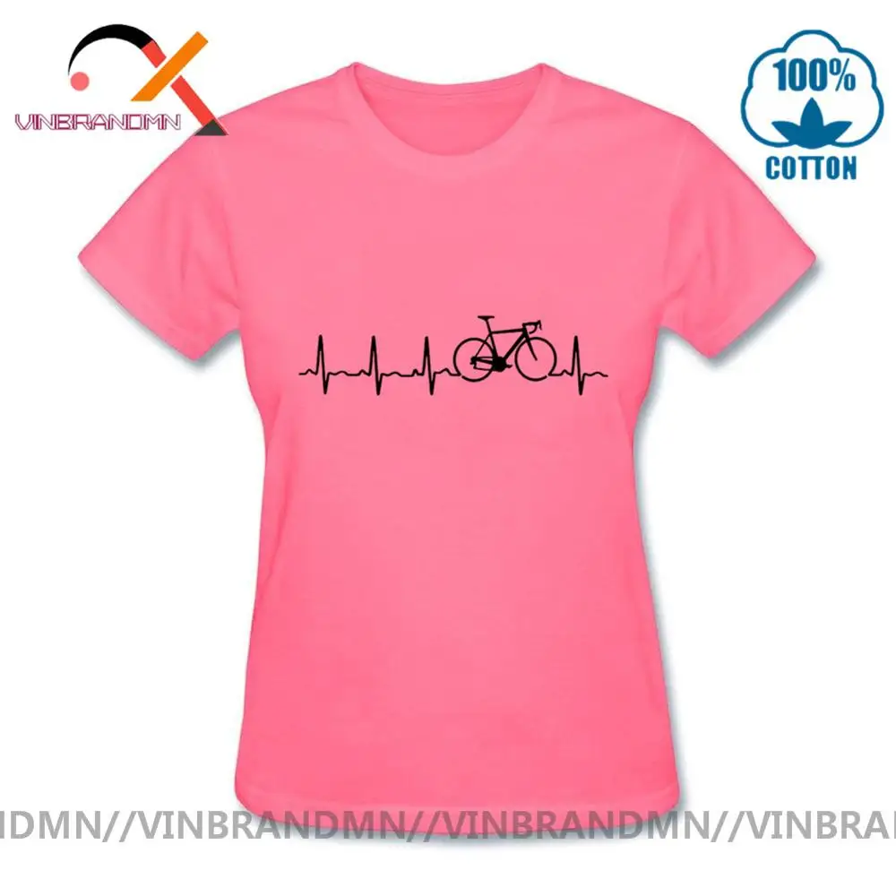Футболка женская велосипедная с изображением пульса и велосипеда|Футболки| |