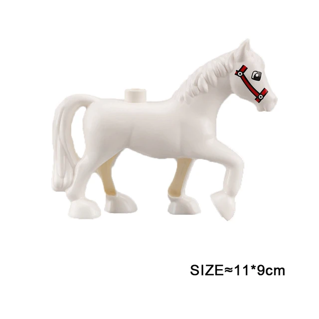 Big Size Building Blocks Animal Accessories Farm Figures Pig Rabbit Chicken Duck Dog Cat Bird horse Cow Sheep DIY Toys Gifts Circus-White Horse