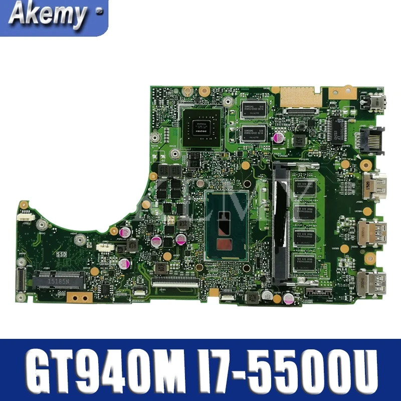 AKEMY K401LB материнская плата для ноутбука ASUS K401L K401LB K401LN материнская плата ТЕСТ ОК GT940M I7-5500U 4 Гб ОЗУ