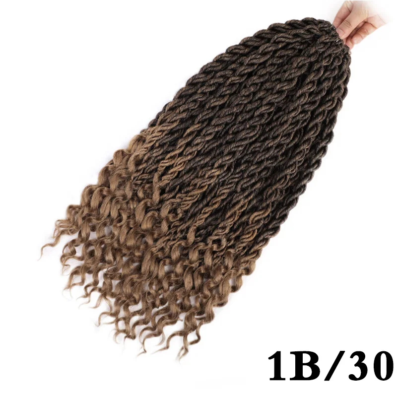 Элегантные Музы богемные вязанные косички Faux locs Curly вязанные волосы 18 дюймов 24 пряди Омбре косички для наращивания синтетические волосы