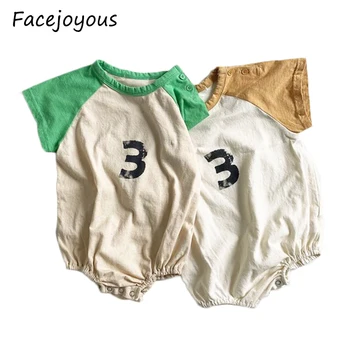

Summer Short Sleeve Baby Bodysuit Splice Color Digital Print Kids T Shirt Cotton Baby Jumpsuit Baby Girl Clothes