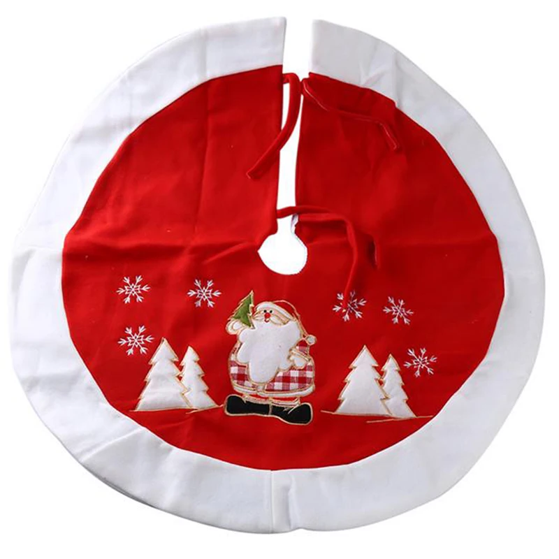 Red white edge Christmas Tree Dress Background Christmas Tree Skirt High-end Embroidery Christmas Supplies Holiday Supplies Christmas Decor - Цвет: Red white edge