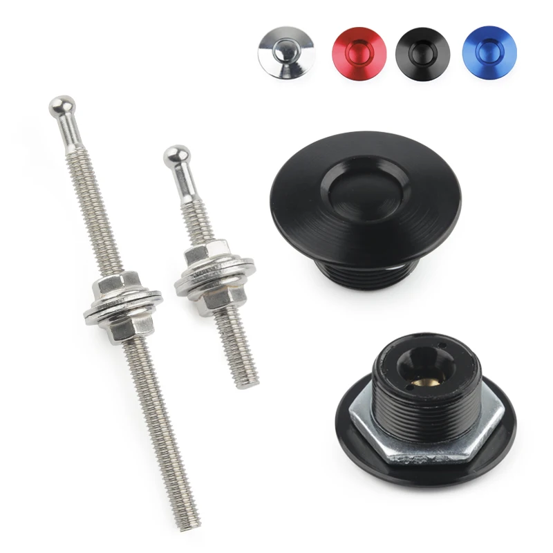 

Universal 1 Piece 1.25" 32mm Aluminum Push Button Billet Hood Pins Lock Clip Kit Car Quick JDM Style Pins