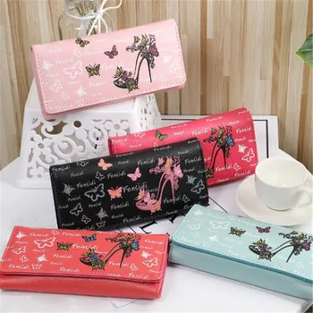 

NEW Butterfly High Heels Women Wallets Coin Purse Students Moneybags Cards ID Holder Woman Long Wallet Lady Purses Bag XC9