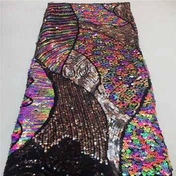 

NaXiu Good Quality Sequins Embroidered With French Lace Fabrics 5 Yards African French Sequins Lace Fabric