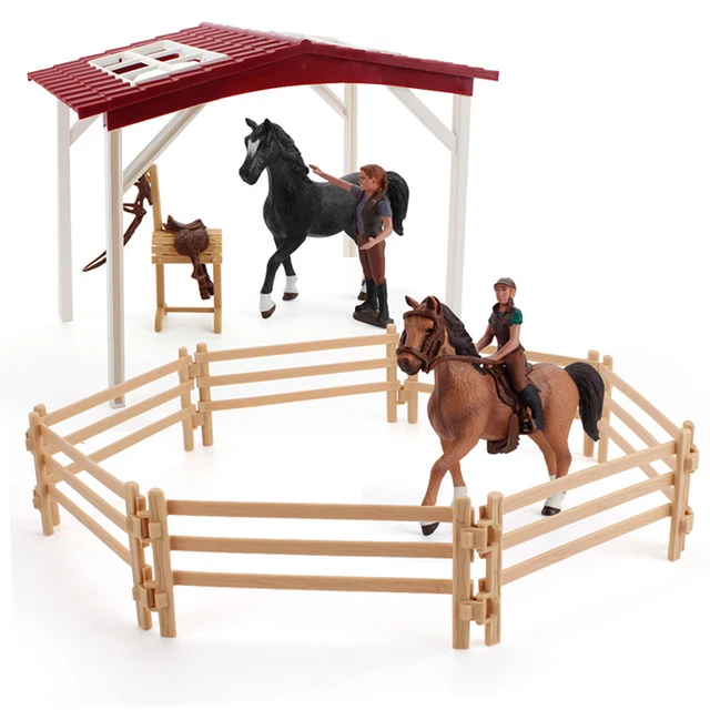 Farm Horse Scene Anction Figure Fence Statues Collection for Tabletop Decor 6