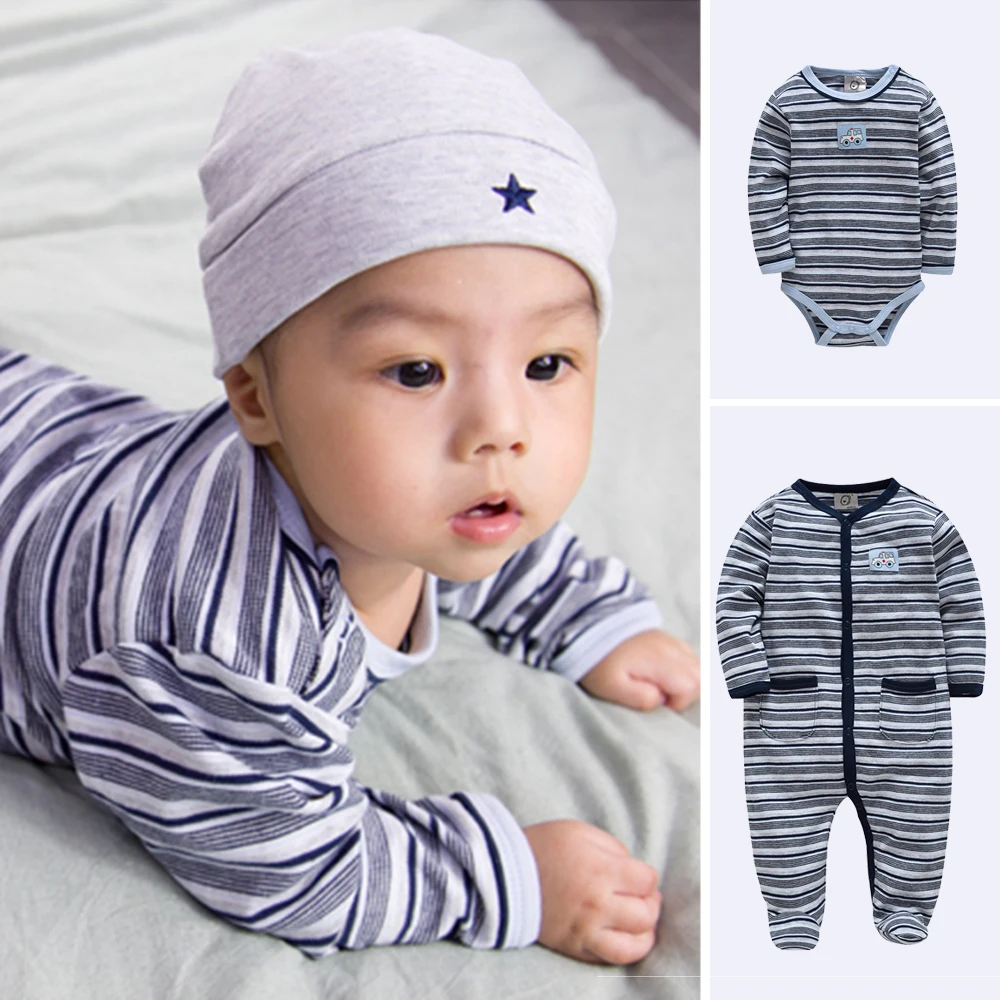 Комбинезон Honeyzone Baby Footies 2020 Весенняя черная полосатая одежда для младенцев с