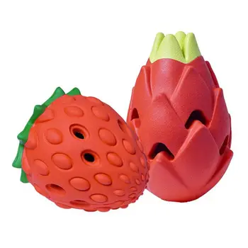 

Portable Strawberry Dog Leak Food Ball Slow Feeder Dispenser Rubber Chew Toys