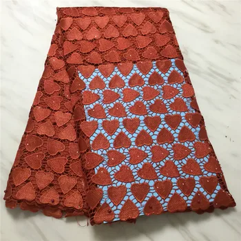 

RED Nigerian French Lace Fabrics 2019 Latest Stones African Tulle Lace Fabric High Quality African Lace Wedding Fabric For Dress