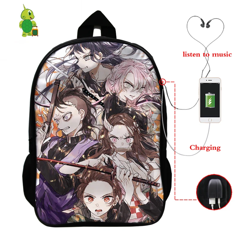 Demon Slayer: Kimetsu No Yaiba рюкзак USB зарядка Рюкзак для ноутбука аниме школьные сумки для подростков мальчик девочка путешествия рюкзак - Цвет: 6