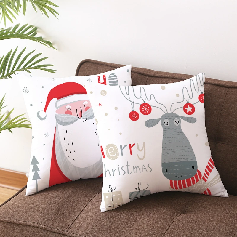 1Pc Christmas Cushion Cover Santa Claus Throw Pillow Case Xmas Home Sofa Decor