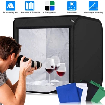 

40/60cm Photography Portable Photo Studio Light Box Kit Brightness Adjustable Foldable Shooting Tent Softbox 4 Colors Backdrop