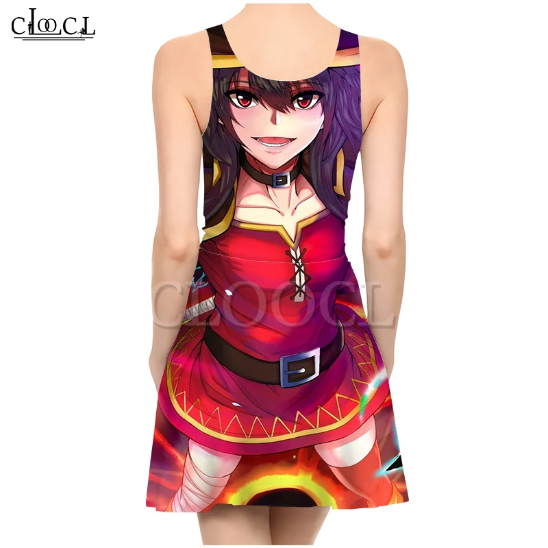 Летнее женское повседневное пляжное платье CLOOCL с 3D принтом аниме девочки без