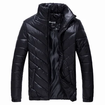 

New Winter Jackets Men's outdoor Parkas Cotton Padded Jacket Black Warm Parkas Hombre Stand Collar Casual Coat Plus Size J004