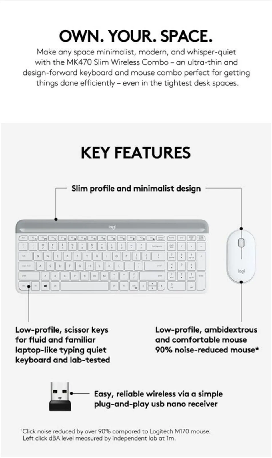 Lotech MK470 Slim 2,4G Беспроводная клавиатура и мышь комбо низкий профиль для ПК