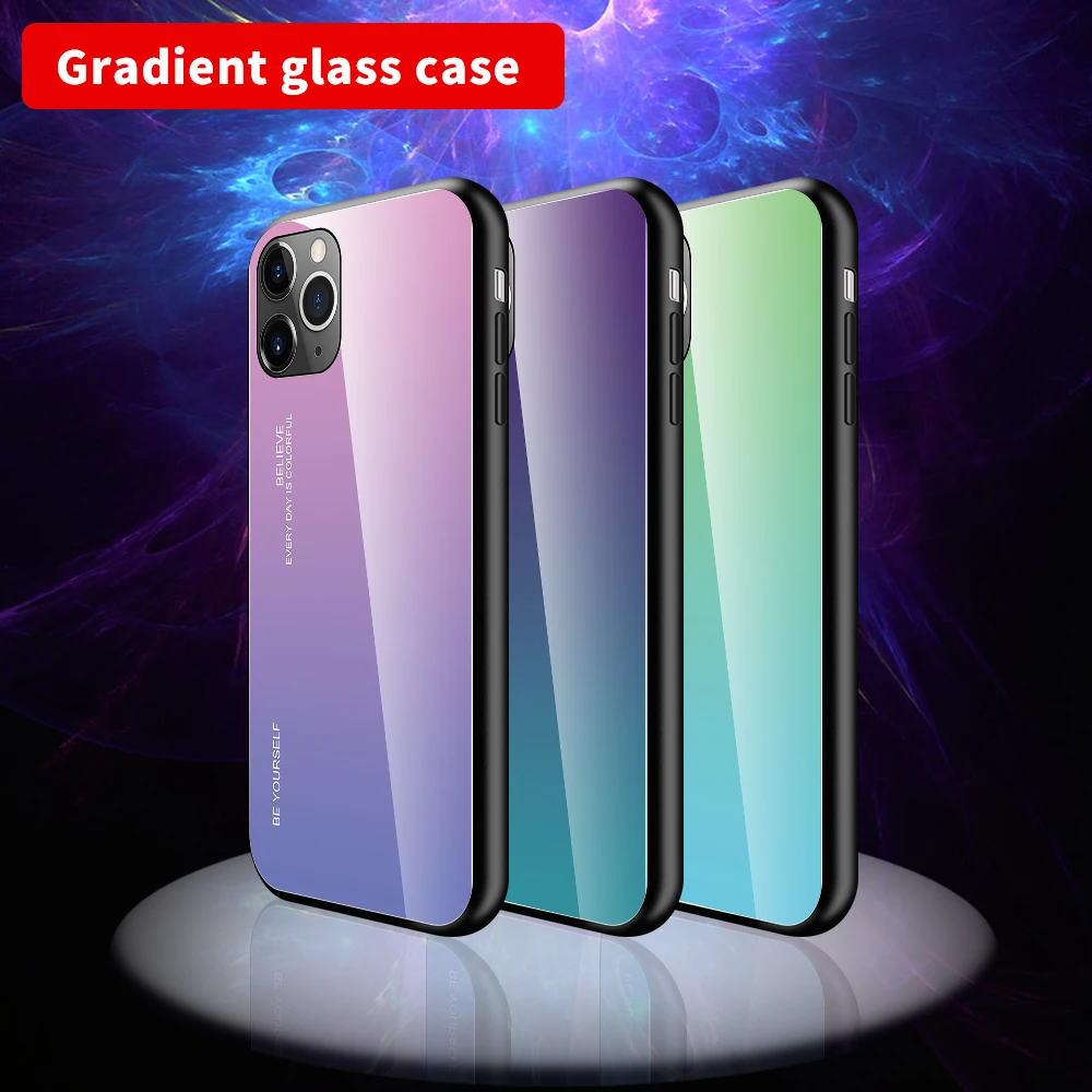 Luxury Phone Case on For iPhone 6 6S Plus 7 8 Coque Tempered Glass Cover X XR XS Max 11 Pro MAX |