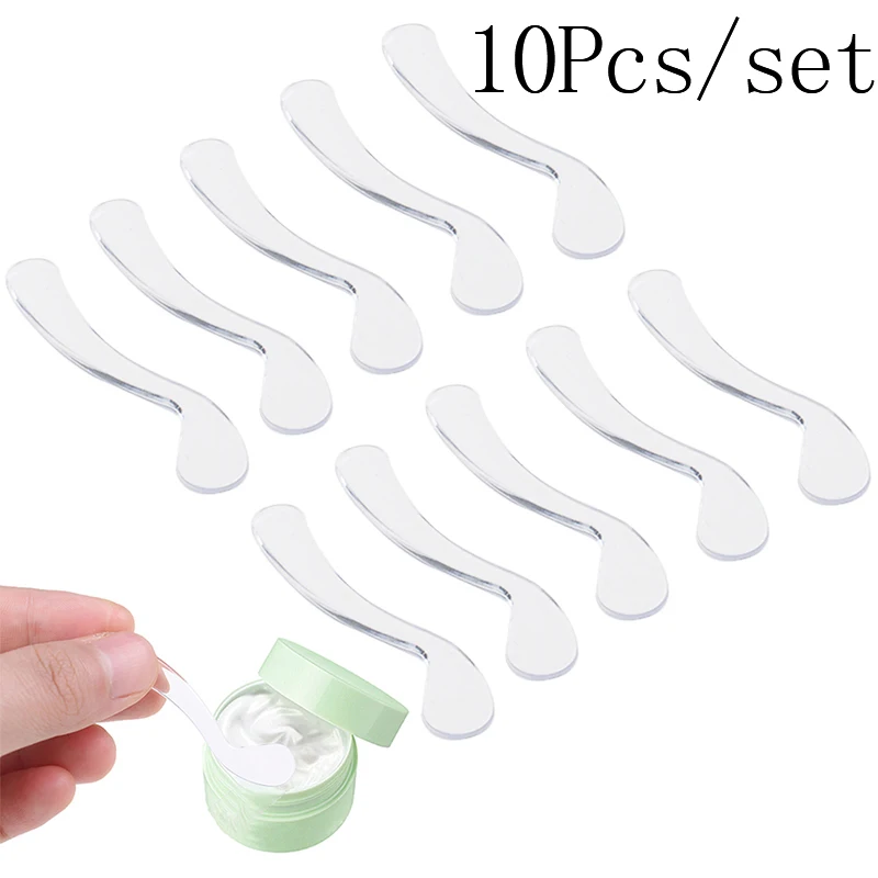 10Pcs Transparent Plastic Mask Spoon Cosmetic Spatula Mask Stick DIY Face Beauty Makeup Tool Mask Spoon New