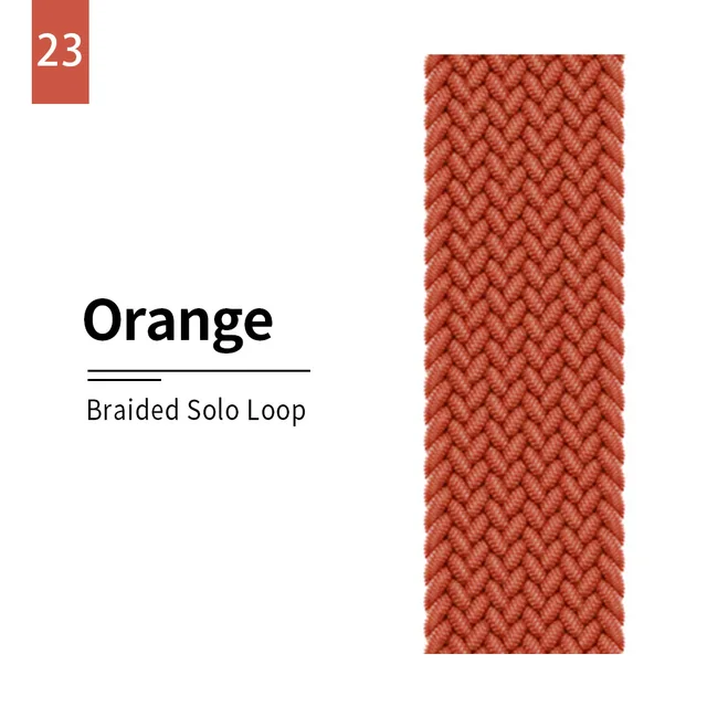 Braided Solo Loop strap for Apple watch band 44mm 40mm Elastic Wristband Bracelet on iwatch Se Series 7 6543 42mm 38mm 41mm 45mm 23 Red orange
