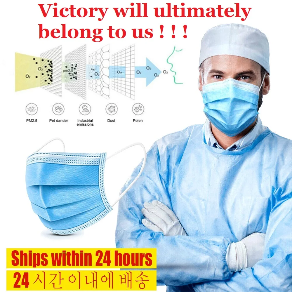 

In Stock 50pcs/100pcs Disposable Mask 3 Layers Filter Anti Virus Mack Dustproof Mouth Face Masks Protective Mask Factory outlet