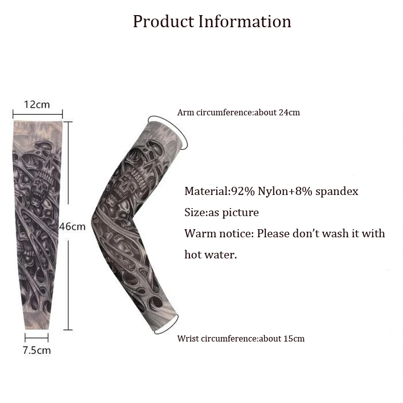 Модный нейлоновый с имитацией татуировки рукава рука грелка унисекс УФ-защита наружные временные фальшивые татуировки рука рукав грелка рукав