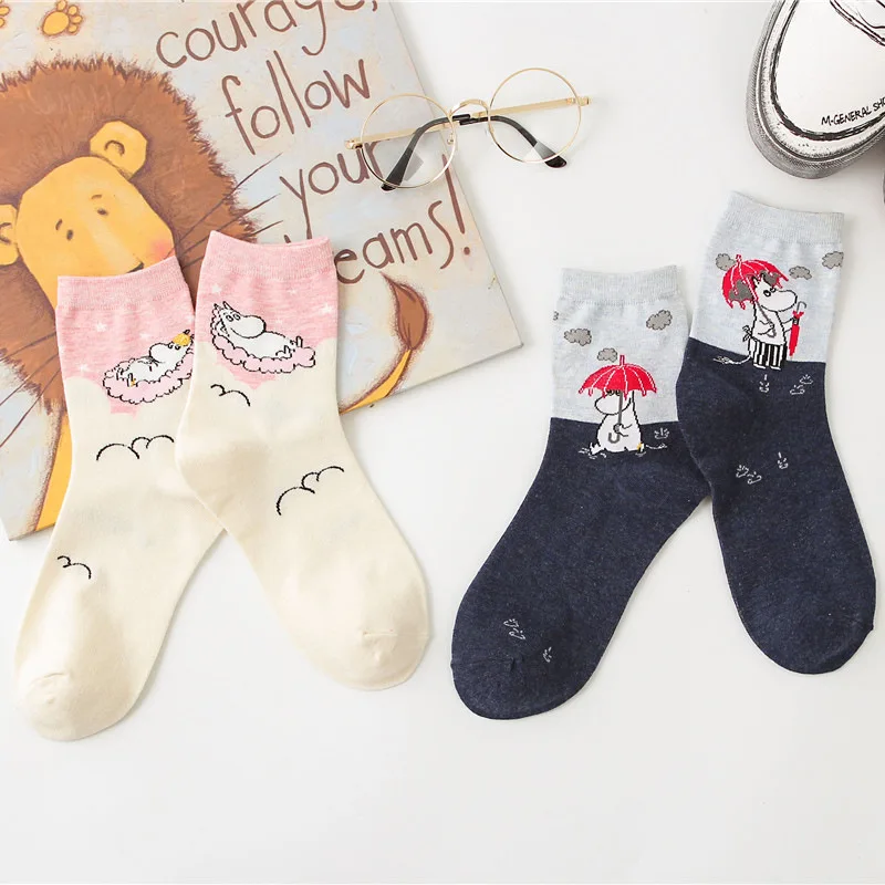Новая мода Mumin Муми-долина мультфильм милый Косплей Украина носки для женщин хлопок medias de mujer tobilleras улица хип-хоп 1 пара