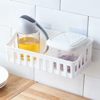 

Multi-function Simple Style Hollow Out Shelf Free Punching Storage Basket Wall Hanging Type Storage Racks Bathroom Toiletry Box
