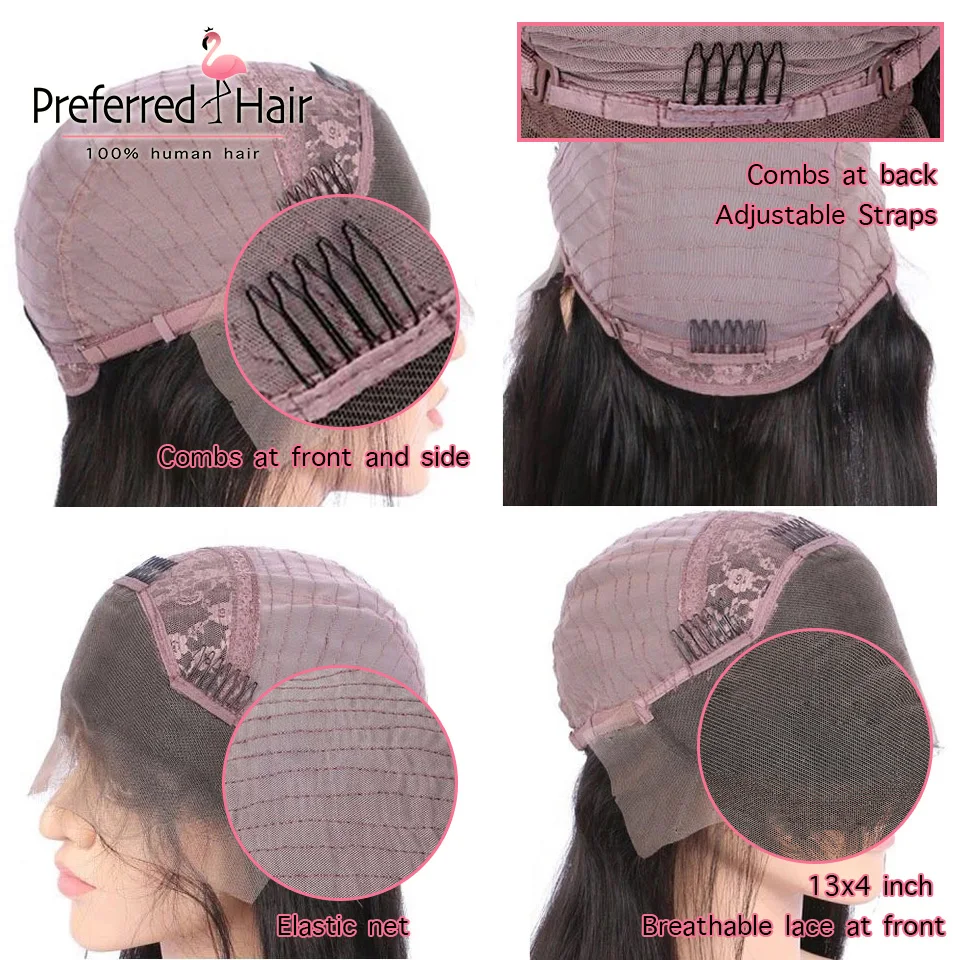 Предпочтительный розовый цвет 13x4 предварительно выщипанные волосы волнистые Glueless кружева передний парик бразильские Remy короткие парики из человеческих волос для черных женщин