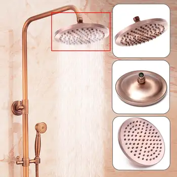 

8 inch Round Vintage Retro Bathroom Rain Shower Head Antique Red Copper Hose Top Shower Sprayer Bathroom Single Head Bath Tools