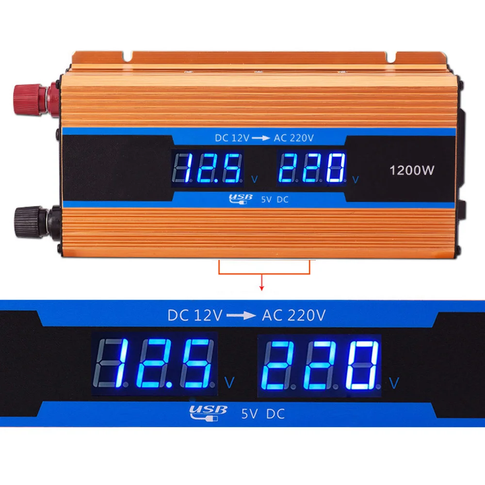 

Power Inverter 1200W Modified Sine Wave DC to AC 12V 220V Car Power Supply Transformer Converter with Cigarette Adapter BY019