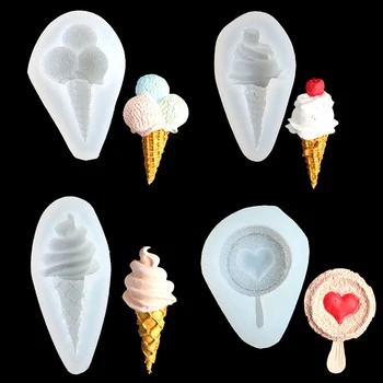 

Sweet Cone Ice Cream Silicone Mold DIY Fondant Mould Plaster Resin Candle Mold High Quality