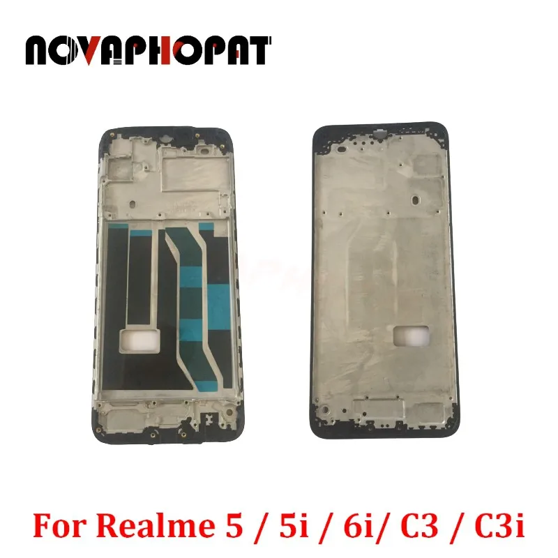 

10 шт. Novaphopat Черная передняя рамка корпуса для Realme 5 5i 5s C3 C3i 6 6i RMX2002 рамка ЖК-дисплея рамка средняя кость