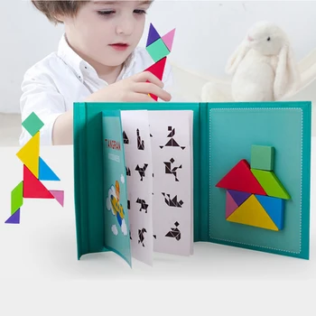 

Magnetic 3D Puzzle Jigsaw Tangram Game Montessori Learning Educational Drawing Board Games Toy Gift for Children Brain Tease