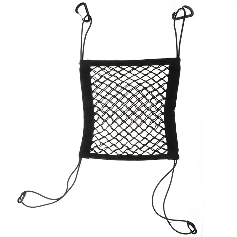 

New Arrival 1pc 30x25cm Car Seat Storage Mesh Universal Black Organizer Cargo Net Hook Pouch Holder