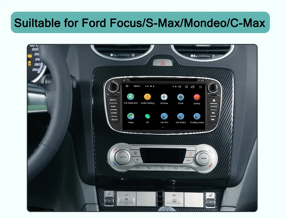 Perfect AUTOTOP 7" 2 Din Android 9.0 Car DVD Player for FORD/Focus/S-MAX/Mondeo/C-MAX/Galaxy with Radio RDS GPS Navigation 4G Wifi DVD 1