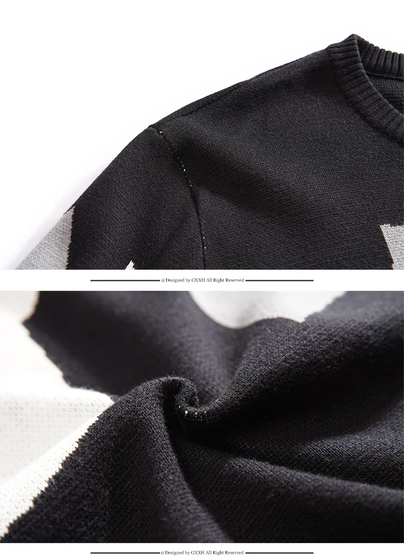 GXXH Large Men's Brand Autumn Dress Fat Guy Irregular Pattern Round Neck Loose Fit Personality Sweater Fashion Knitted Sweater