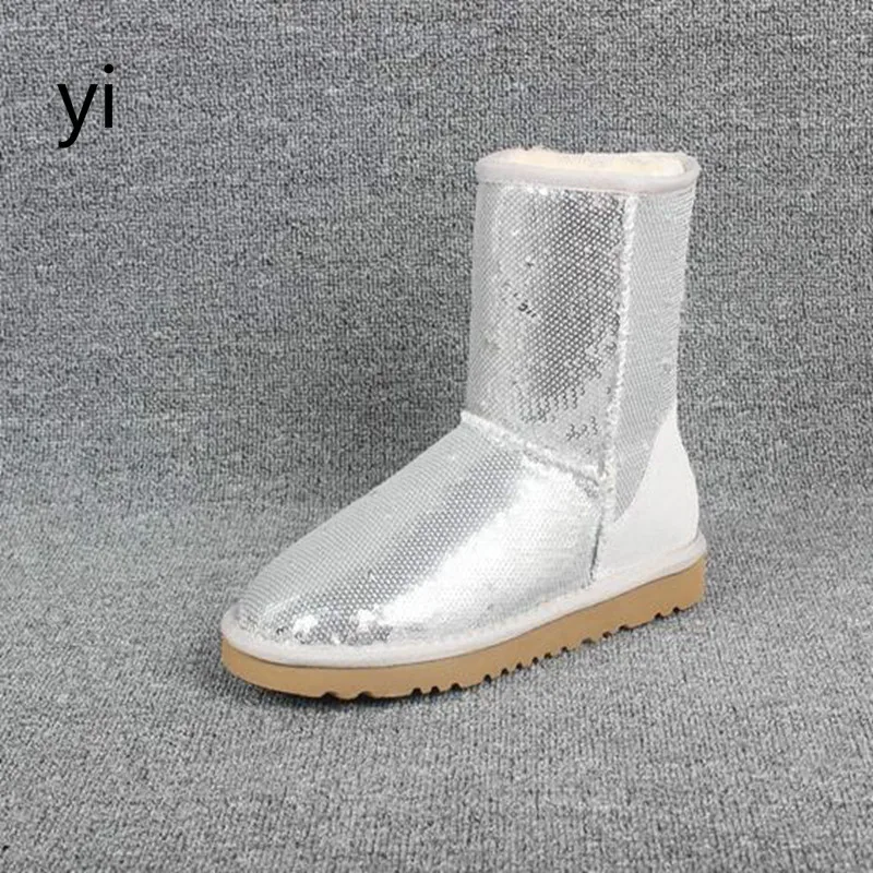 

yi 2019 new GYXS Snowfield Boots with Bullet Sequins Warming Women's Boots Large Anti-skid Cotton Shoes