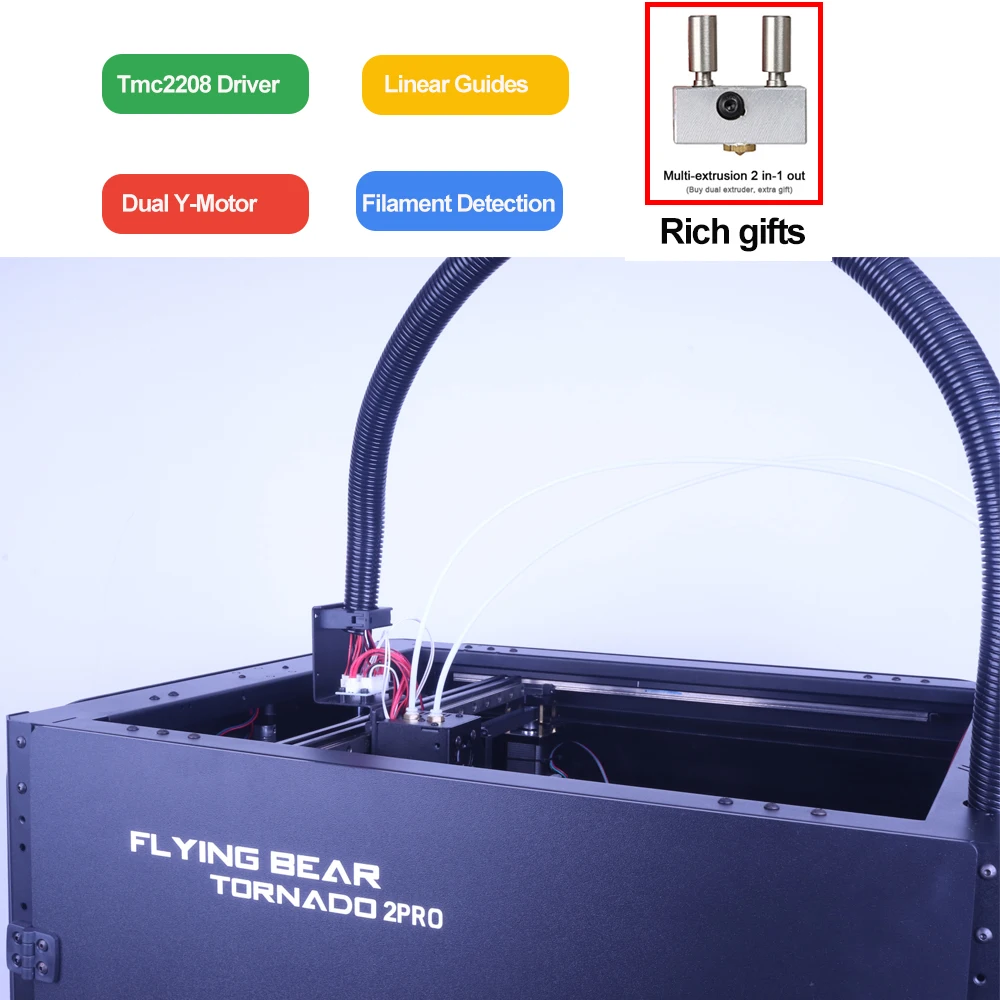 From Russian Flyingbear Tornado 2 Pro large 3d Printer DIY Full metal Linear rail 3d printer Kit Precision double extruder