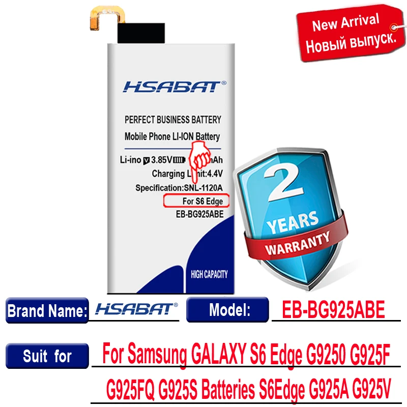 Аккумулятор HSABAT 5650 мАч для Samsung GALAXY S6 Edge G9250 G925F G925FQ G925S S6Edge G925A G925V|Аккумуляторы