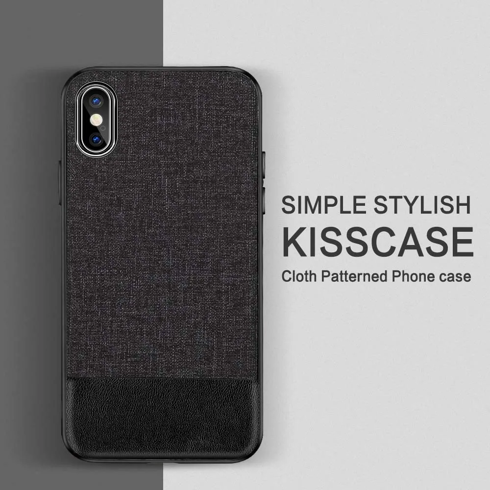 KISSCASE кожаный чехол с текстурой ткани для iPhone 11 XS MAX XR X TPU мягкий чехол для iPhone 7 8 Plus 5 5S SE 6 6S Plus Coque