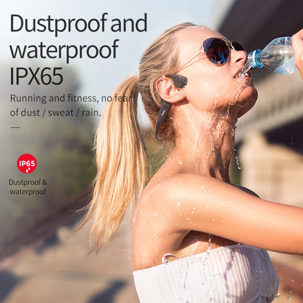 HOCO Bone Conduction Wireless Bluetooth Earphone Stereo Headset Sports Headphone Titanium Waterproof earphone Running Driving