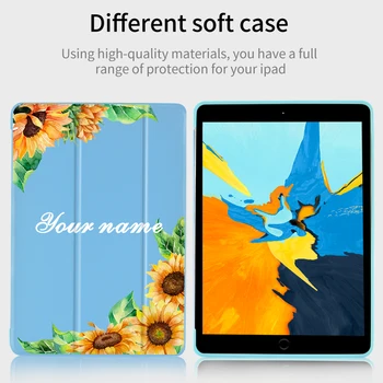 

iPad Case Flower Custom Name For iPad Mini 5 Cases Soft Silicone Back Funda Protective Covers iPad 7th Generation Case Air 1 2