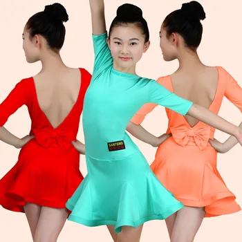

Girl Kids Latin Dance Dress For Ballroom Dancing Kids Standard Latin Competition Dresses Backless Tango Samba Chacha Costumes