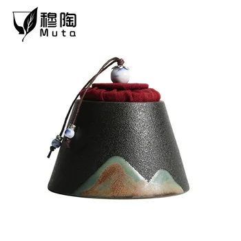 

Ceramic Tea Caddy Moisture-Proof Kitchen Food Sealed Storage Tank Portable Travel Packaging Gift Box Canister Spice Jar small