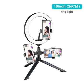 

10inch LED Selfie Ring Light With Tripod USB Interface Dimmable 26cm Camera Phone Photography Video Makeup Lamp With Phone Clip