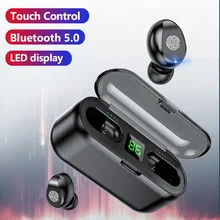 Tws f9 esporte fones de ouvido estéreo sem fio bluetooth toque mini fones com 2000mah caso carregamento banco potência